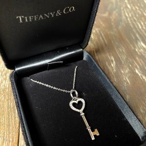 Tiffany & Co Heart Key Pendant with Silver Chain